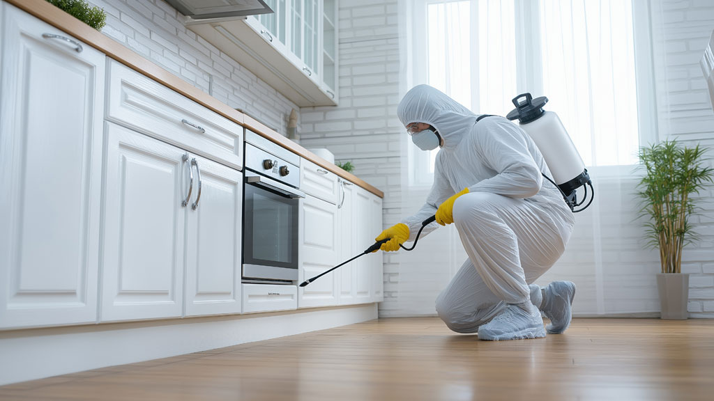 Zone d'inspection le long d'une plinthe de cuisine commerciale avec équipement inox